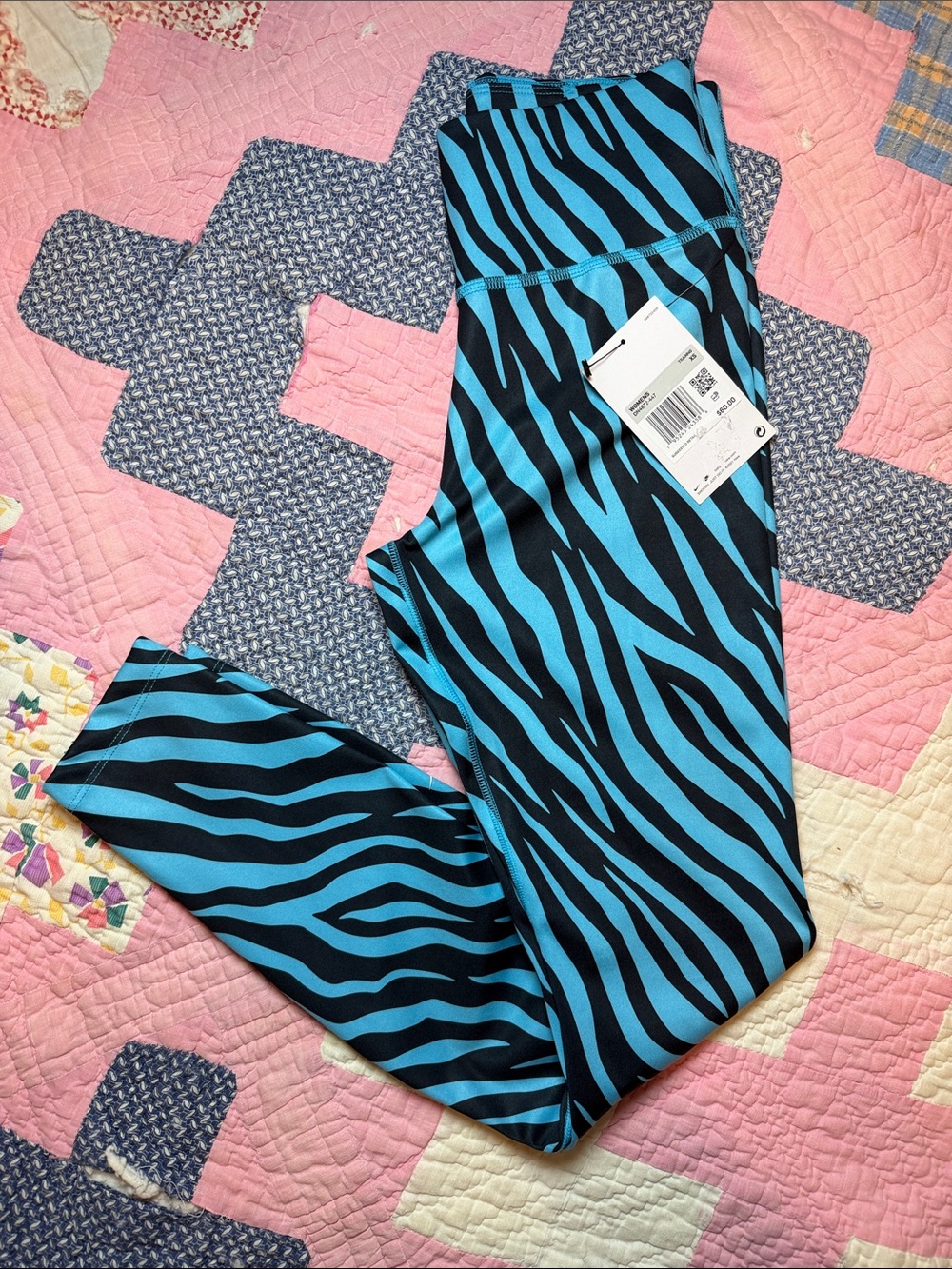 Nike Blue and Black Zebra Print Leggings